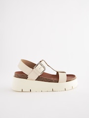 Bone White Forever Comfort® Leather T-Bar Flatform Sandals - Image 4 of 7