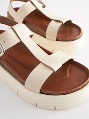 Bone White Forever Comfort® Leather T-Bar Flatform Sandals - Image 5 of 7