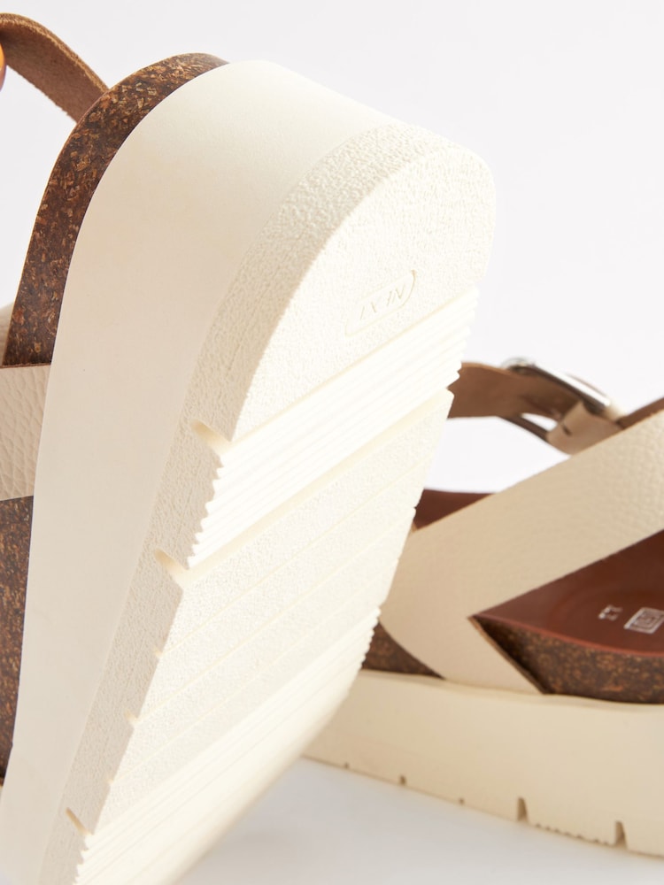 Bone White Forever Comfort® Leather T-Bar Flatform Sandals - Image 7 of 7