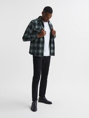 Reiss Charcoal Alves Button Through Check Overshirt - Image 3 of 6