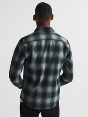 Reiss Charcoal Alves Button Through Check Overshirt - Image 5 of 6