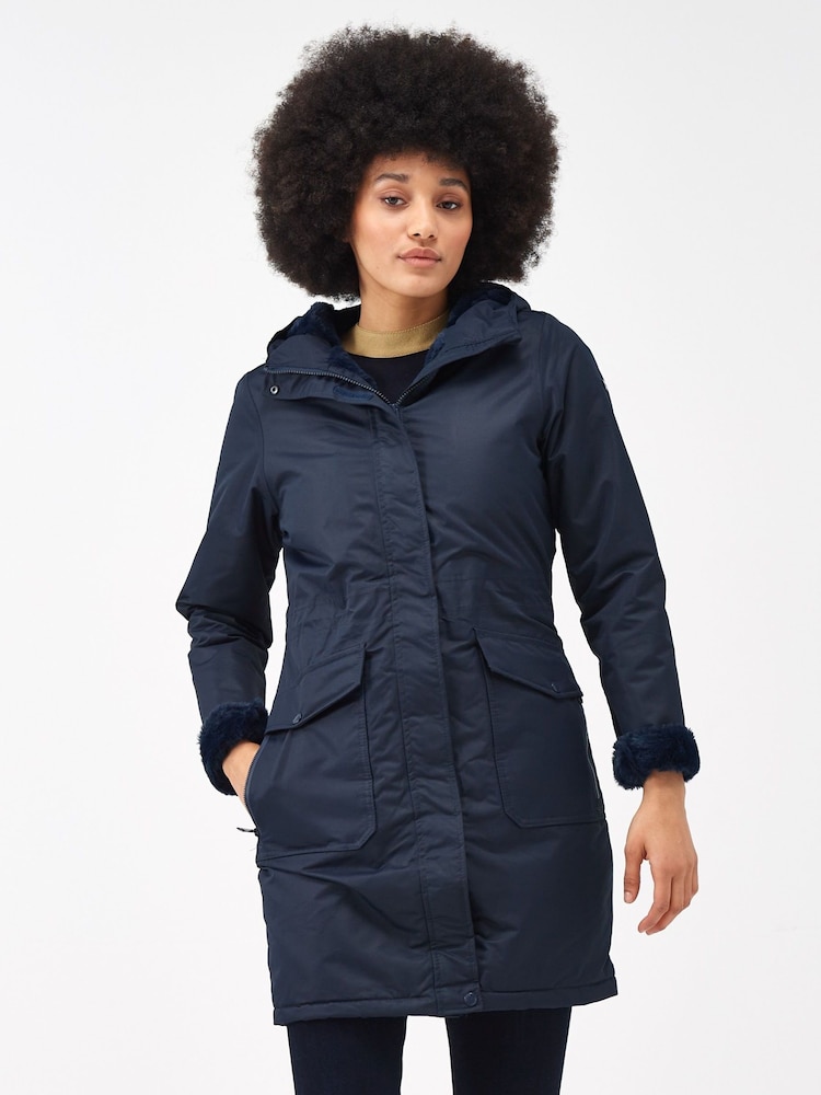 Regatta Navy Romine Longline Waterproof Insulated Thermal Jacket - Image 1 of 9 Regatta Navy Romine Longline Waterproof Insulated Thermal Jacket - Image 1 of 9