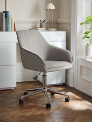 Soft Velvet Mid Grey Hamilton Chrome Leg Quilted Office Chair - Image 1 of 7