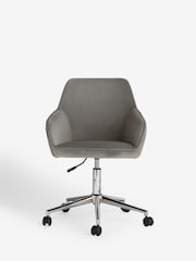 Soft Velvet Mid Grey Hamilton Chrome Leg Quilted Office Chair - Image 2 of 7