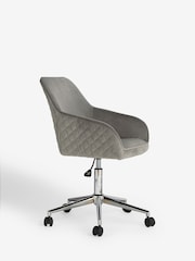 Soft Velvet Mid Grey Hamilton Chrome Leg Quilted Office Chair - Image 3 of 7