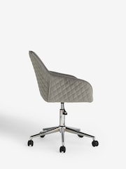 Soft Velvet Mid Grey Hamilton Chrome Leg Quilted Office Chair - Image 4 of 7
