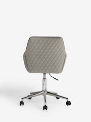 Soft Velvet Mid Grey Hamilton Chrome Leg Quilted Office Chair - Image 5 of 7