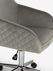 Soft Velvet Mid Grey Hamilton Chrome Leg Quilted Office Chair - Image 6 of 7