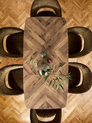 Dark Bronx Chevron 4 to 6 Seater Extending Oak Effect Dining Table - Image 5 of 9