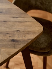 Dark Bronx Chevron 4 to 6 Seater Extending Oak Effect Dining Table - Image 6 of 9