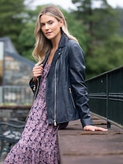 Lakeland Leather Blue Kylee Classic Leather Biker Jacket - Image 1 of 5