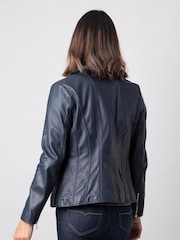 Lakeland Leather Blue Kylee Classic Leather Biker Jacket - Image 3 of 5