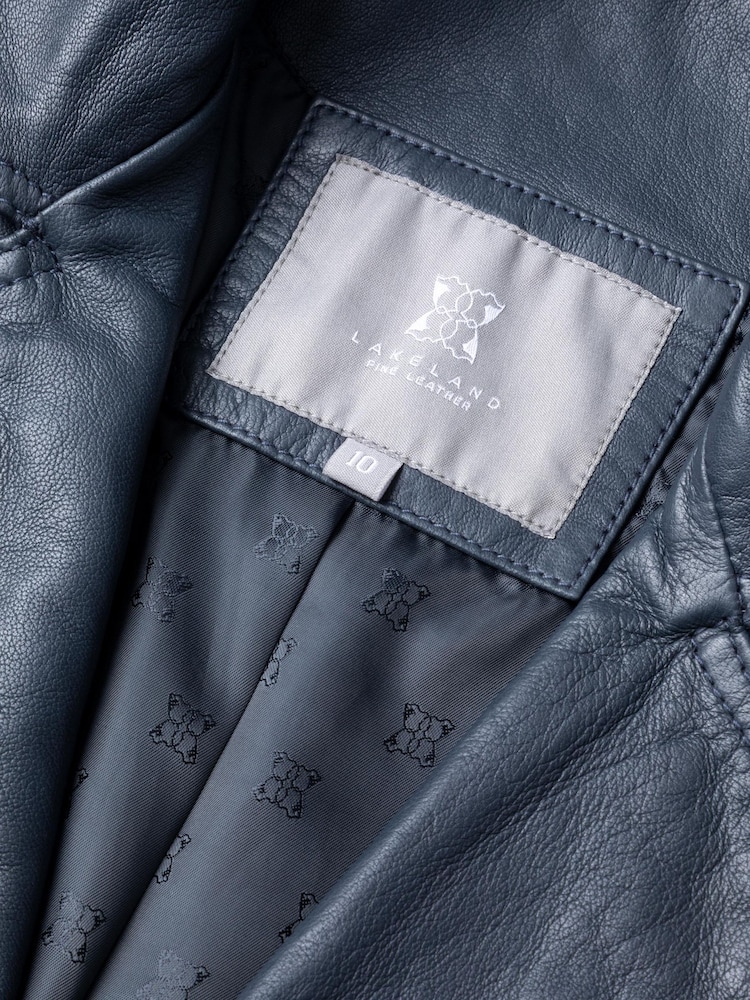 Lakeland Leather Blue Kylee Classic Leather Biker Jacket - Image 5 of 5