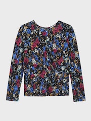 Reiss Navy Print Jackie 4-9 yrs Printed Jersey Top - Image 1 of 5