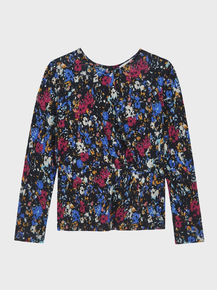 Reiss Navy Print Jackie 4-9 yrs Printed Jersey Top - Image 1 of 5