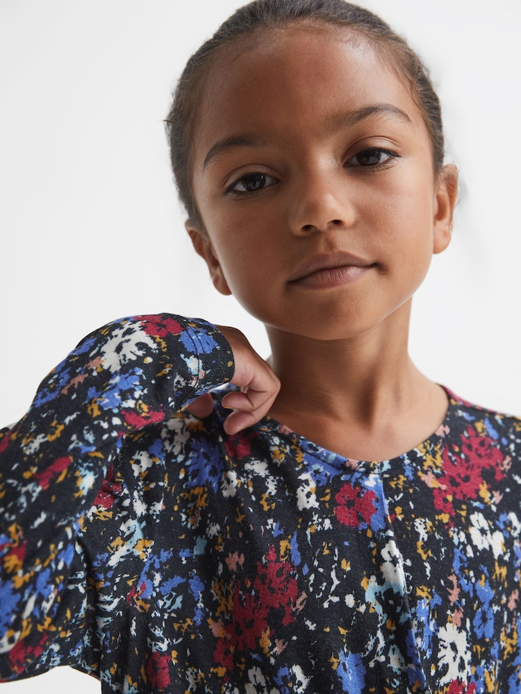 Reiss Navy Print Jackie 4-9 yrs Printed Jersey Top - Image 2 of 5