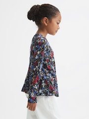 Reiss Navy Print Jackie 4-9 yrs Printed Jersey Top - Image 3 of 5