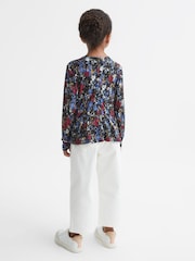 Reiss Navy Print Jackie 4-9 yrs Printed Jersey Top - Image 4 of 5