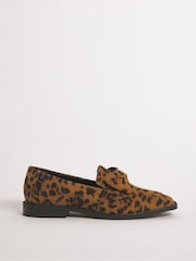 Simply Be Animal Classic Loafers With Bow Trim - Image 1 of 3