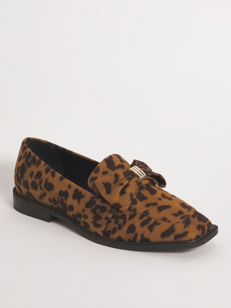 Simply Be Animal Classic Loafers With Bow Trim - Image 2 of 3