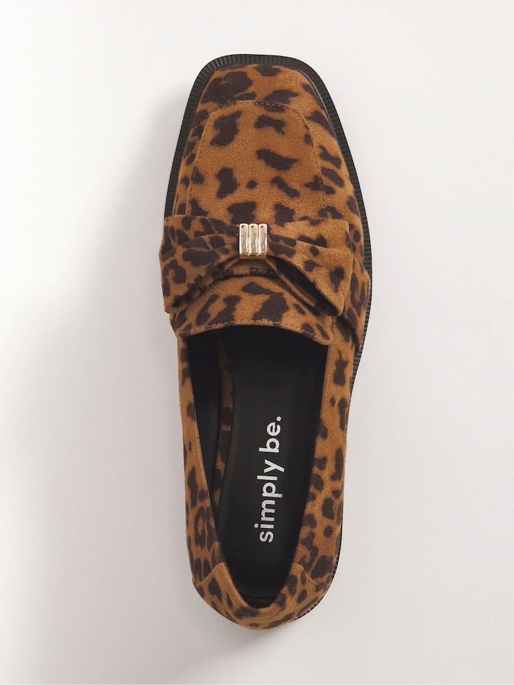 Simply Be Animal Classic Loafers With Bow Trim - Image 3 of 3