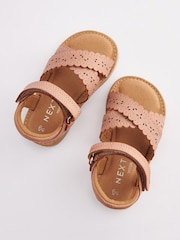 Tan Brown Wide Fit (G) Crossover Ankle Strap Sandals - Image 2 of 4