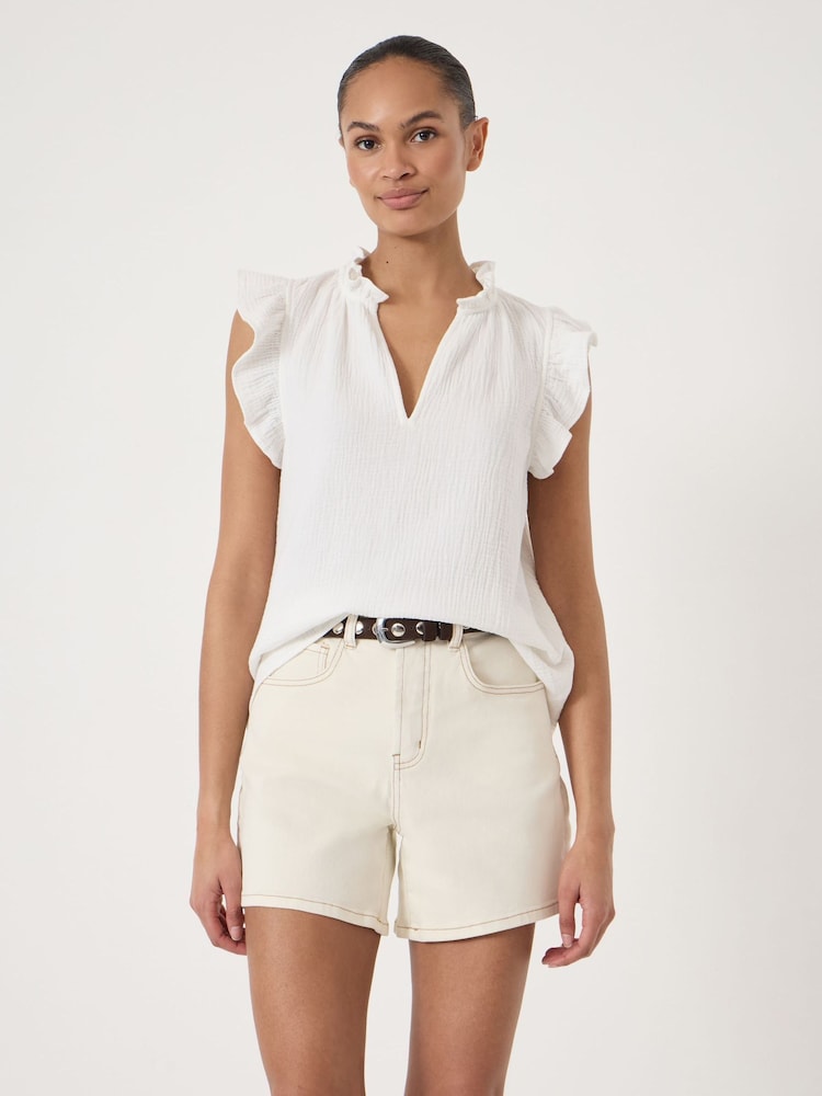 Hush White Cotton Cheesecloth Sleeveless Top - Image 1 of 5