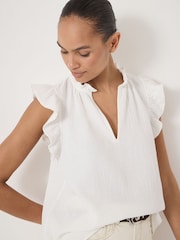 Hush White Cotton Cheesecloth Sleeveless Top - Image 4 of 5