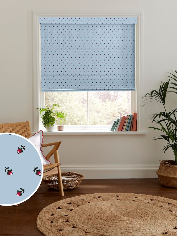 Cath Kidston Blue Rose Bud Made To Measure Roman 100% Cotton Blinds - Image 1 of 6