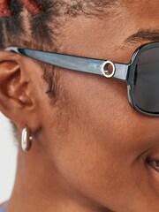 Teal Blue Small Square Polarised Sunglasses - Image 2 of 6