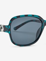 Teal Blue Small Square Polarised Sunglasses - Image 5 of 6