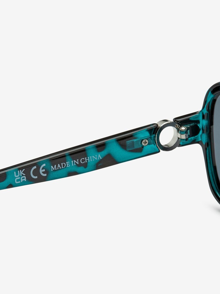Teal Blue Small Square Polarised Sunglasses - Image 6 of 6