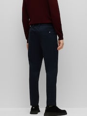 BOSS Dark Blue Tapered Fit Contempory Check Trousers - Image 2 of 4