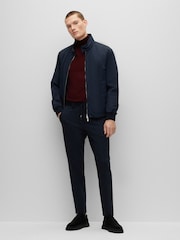 BOSS Dark Blue Tapered Fit Contempory Check Trousers - Image 3 of 4