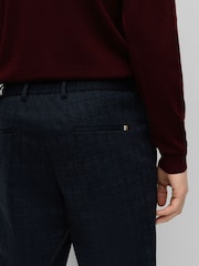 BOSS Dark Blue Tapered Fit Contempory Check Trousers - Image 4 of 4