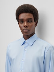 BOSS Blue Slim Fit Dress 100% Cotton Shirt - Image 4 of 6