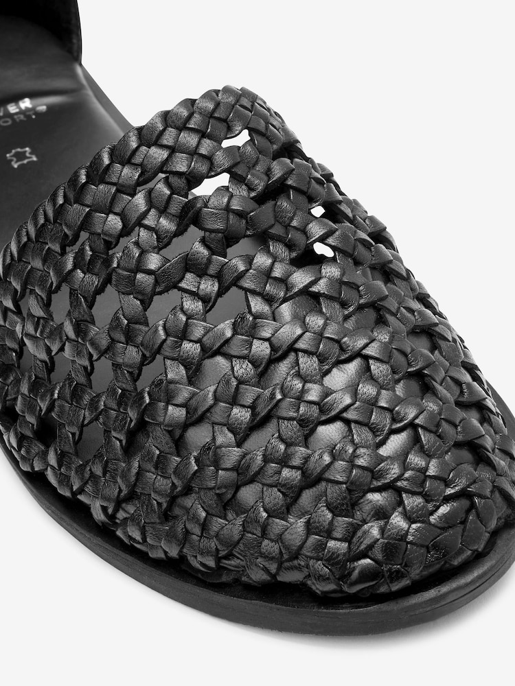 Black Forever Comfort® Leather Weave Flat Shoes - Image 9 of 9 Black Forever Comfort® Leather Weave Flat Shoes - Image 9 of 9