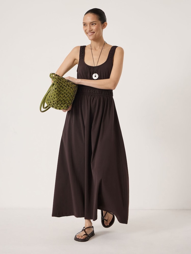 Hush Brown Mirelle Jersey Gathered Strap Maxi Dress - Image 1 of 4