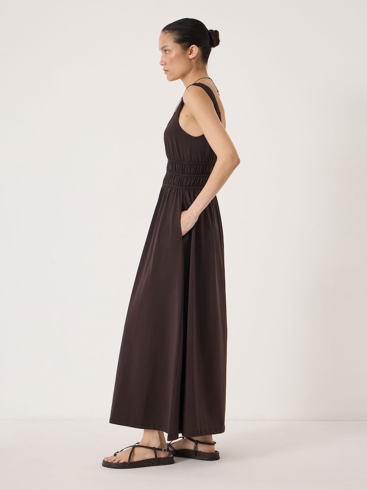 Hush Brown Mirelle Jersey Gathered Strap Maxi Dress - Image 4 of 4
