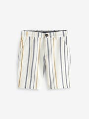 Blue/Yellow Stripe Chino Shorts With Linen (3-16yrs) - Image 1 of 2