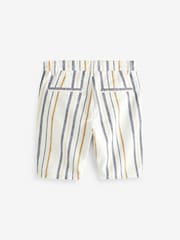 Blue/Yellow Stripe Chino Shorts With Linen (3-16yrs) - Image 2 of 2