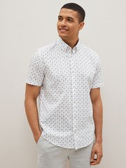 White Geo Printed Short Sleeve Shirt - Image 1 of 8