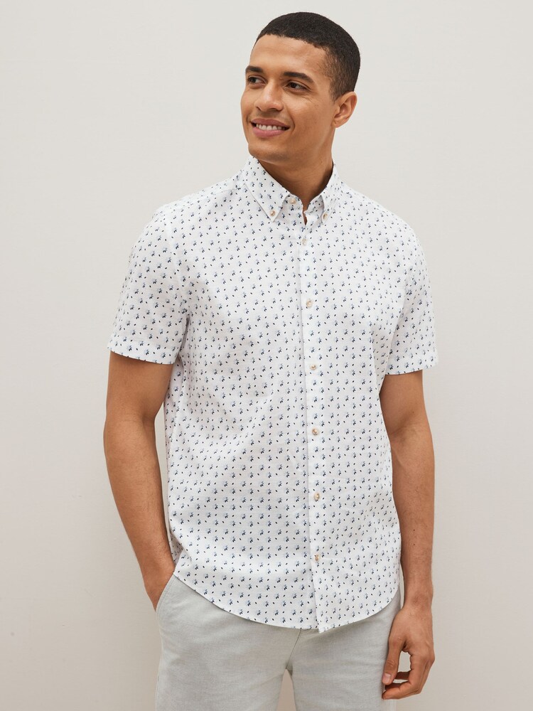 White Geo Printed Short Sleeve Shirt - Image 1 of 8