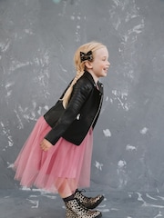 Rose Pink Mesh Tie Back Party Dress (3-16yrs) - Image 10 of 14