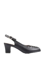 Pavers Black Peep Toe Slingback High Heels - Image 1 of 5