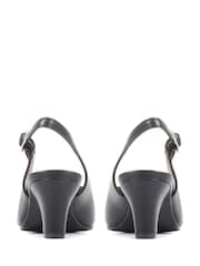 Pavers Black Peep Toe Slingback High Heels - Image 2 of 5
