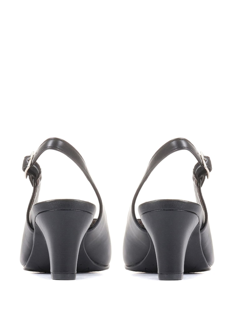 Pavers Black Peep Toe Slingback High Heels - Image 2 of 5