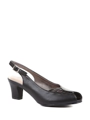 Pavers Black Peep Toe Slingback High Heels - Image 4 of 5