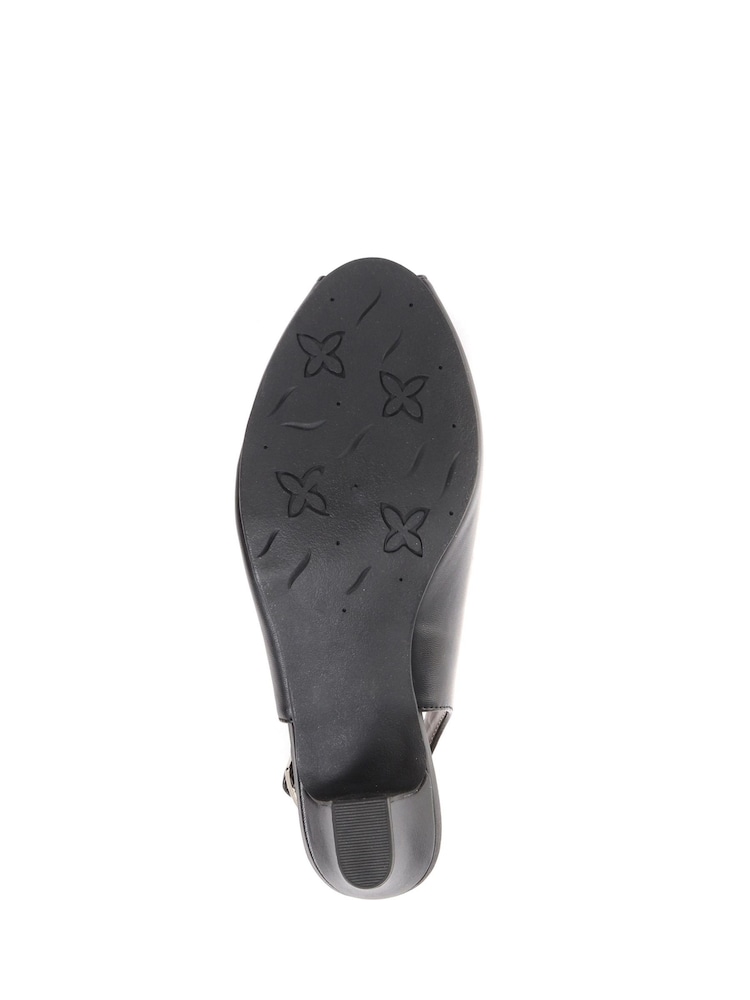 Pavers Black Peep Toe Slingback High Heels - Image 5 of 5