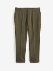 Khaki Green Wide Leg Plain Front Formal Trousers - Image 6 of 9